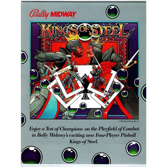 KINGS Of STEEL Pinball Machine FLYER Original Retro Promo Game Artwork 1984 - Picture 1 of 2